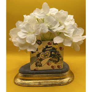 Hand Painted Bloom- Rite Ceramic Small Shopping Bag Home Decor Vase/Planter